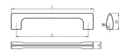 Ручка мебельная UZ-336 C=128, инокс GTV UZ-336128-06