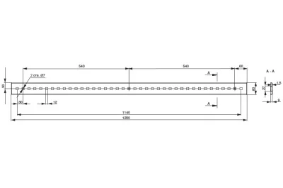 Рейлинг перфорированный l.1200мм, отделка черный бархат (матовый)