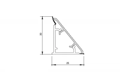 Бортик треугольный L=4000, алюминий анодированный рифленый