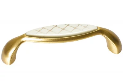 Ручка-скоба 96мм, бронза античная + вставка