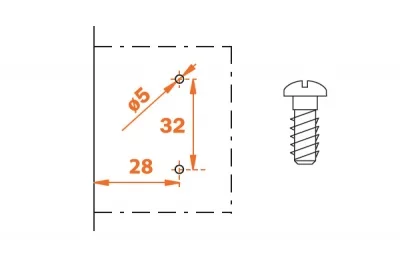 Ответная планка традиционной H=9 c евровинтом, крестообразная, отделка титаниум