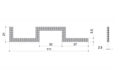 Накладка декоративная фигурная с кристаллами, правая, отделка никель + горный хрусталь