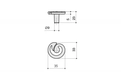 Ручка-кнопка, отделка серебро старое