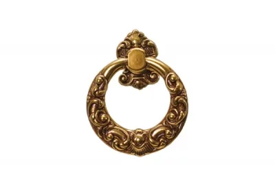 Ручка-серьга с накладкой, отделка бронза с красной патиной