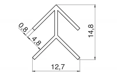 Профиль угловой универсальный 600мм для стеновых панелей, отделка алюминий