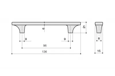 Ручка-скоба 96мм, отделка никель глянец + горный хрусталь