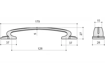Ручка-скоба 128мм, отделка серебро блестящее