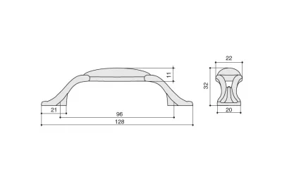 Ручка-скоба 96мм, отделка хром глянец + керамика