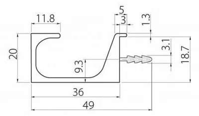 GTV: Профиль набивной С, L=3,5 м, черный мат., цена за 3,5м PA-0242-35-50-20M