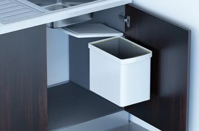 Ведро для мусора (16л), пластик светло-серый