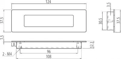 GTV: Ручка врезная UZ-Е6 C=96, хром UZ-E6-096-01