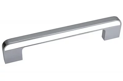 Ручка-скоба 128мм, отделка хром глянец + белый