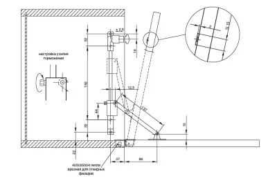 Механизм для секретера с регулировкой усилия и магнитом, левый, отделка черная