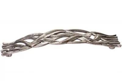 Ручка-скоба 128мм, отделка старое серебро с блеском