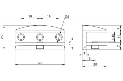 Полкодержатель П-образный для стекла 8-10мм, отделка хром глянец