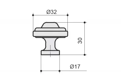 Ручка-кнопка, отделка бронза античная