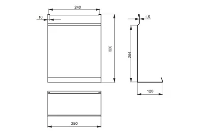 Полка для разделочной доски, 250х12х320мм, отделка белый бархат (матовый)