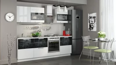 Кухонный гарнитур длиной - 240 см (со шкафом НБ) Кухонный гарнитур длиной - 240 см (со шкафом НБ)