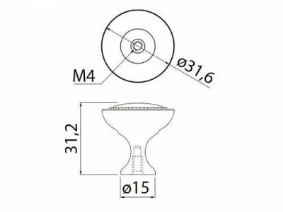 Ручка-кнопка IMPERIA, шлифованый титан GTV GA-IMPER-1-11