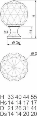 GTV: Ручка-кнопка CRYSTAL PALACE A 30мм, хром/стекло GZ-CRPA30-01