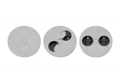 Встраиваемый блок TWIST 2S (2 розетки Schuko, 220В), отделка сталь нержавеющая/чёрный