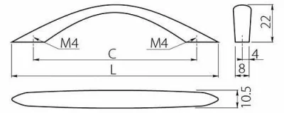 Ручка мебельная GTV UZ-01, C=128 мм, хром GTV UZ-01-128-01
