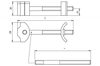 Стяжка столешницы UT-114x35мм, отделка цинк