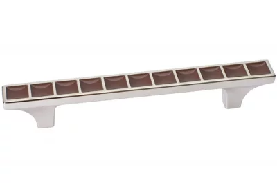 Ручка-скоба 96мм, отделка никель глянец + шоколад