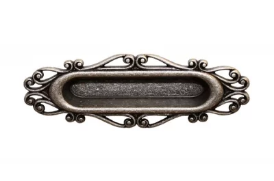 Ручка врезная 96мм, отделка серебро старое