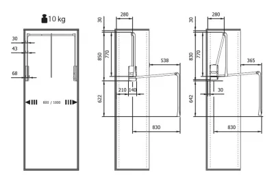 Лифт для одежды, отделка коричневая