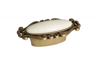 Ручка-кнопка, отделка бронза античная &quot;Флоренция&quot; + керамика