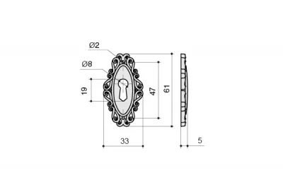 Накладка под ключ, отделка серебро старое