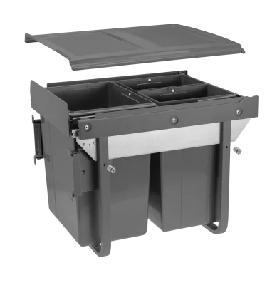 GTV: ВЕДРО ДЛЯ МУСОРА С КРЕПЛЕНИЕМ ФАСАДА=450мм, НАПР. С ДОВОДЧИКОМ - ВЫСОКИЙ 20+2x10л, 490x395x415 АН: PB-45-450MF202X10-60A