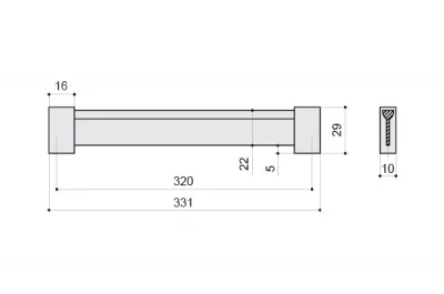 Ручка-скоба 320мм, отделка хром матовый лакированный + венге