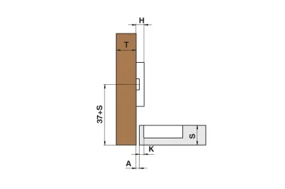 Петля 165 вкладная с доводчиком, 48мм, Clip-on (cam), отделка никель