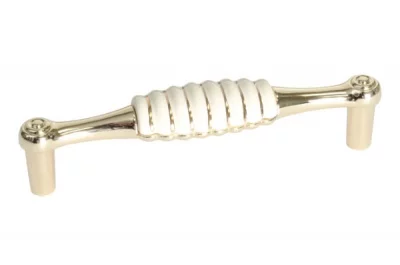 Ручка-скоба 128мм, отделка золото глянец + керамика