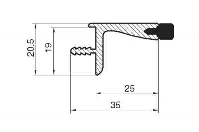 Профиль Г-образный под пропил с демпфером, L=3000, отделка алюминий анодированный
