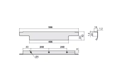 Ручка накладная 596мм (240/240), отделка сталь шлифованная