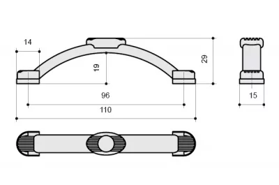 Ручка-скоба 96мм, серебро античное + хрусталь