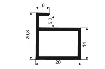 Профиль рамочный 20х21, L=4000мм, отделка алюминий анодированный Профиль рамочный 20х21, L=4000мм, отделка алюминий анодированный