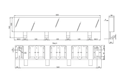 Вешалка, отделка серебро матовое (зеркало + 4 крючка)
