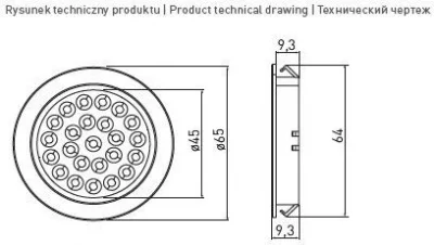 GTV: Светильник LED врезной Alvaro, 12V DC, 1.7W, 24 SMD3528, 200см провод с miniAMP (2 метиза, скоч 3M), холодный белый LD-AL24ZB-53