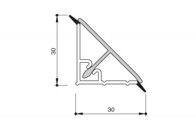 Бортик треугольный L=4000, под шлифованный алюминий
