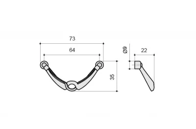 Ручка-скоба 64мм, отделка серебро античное