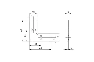 Сборочный уголок + 2 винта для FP.03, отделка цинк