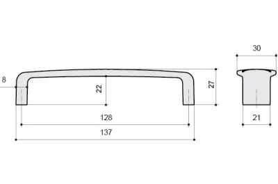 Ручка-скоба 128мм, отделка бронза античная