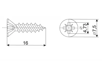 Шуруп-саморез, головка потай-прямая, отделка титаниум [за 100штук]