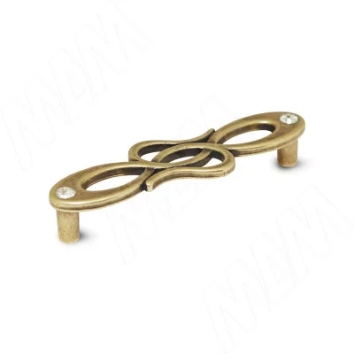 Ручка-скоба 96мм бронза состаренная с кристаллами Сваровски: 1021K.96.23