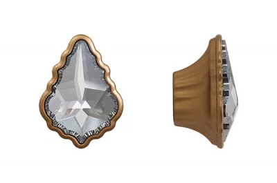 Ручка-кнопка, отделка золото матовое + горный хрусталь