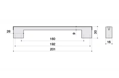 Ручка-скоба 160-192 мм, отделка золото глянец, под вставку